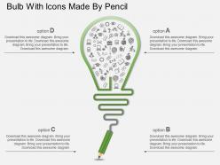 eh Bulb With Icons Made By Pencil Powerpoint Template
