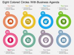 Ei eight colored circles with business agenda flat powerpoint design