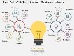 Ei idea bulb with technical and business network flat powerpoint design