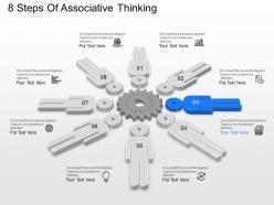 Eight 3d men with gear head associative thinking powerpoint template slide