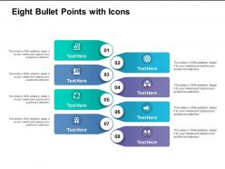 Eight bullet points with icons