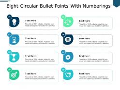 Eight circular bullet points with numberings
