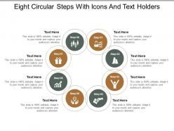 Eight circular steps with icons and text holders