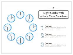 Eight clocks with various time zone icon