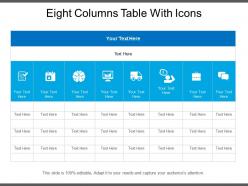 Eight columns table with icons