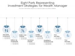Eight parts representing investment strategies for wealth manager