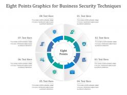 Eight points graphics for business security techniques infographic template