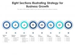 Eight sections illustrating strategy for business growth