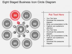 Eight staged business icon circle diagram flat powerpoint design