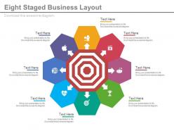 Eight Staged Business Layout For Target Achievement Powerpoint Slides