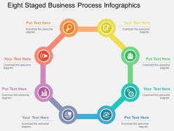 Eight staged business process infographics flat powerpoint design