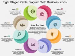 Eight staged circle diagram with business icons flat powerpoint design
