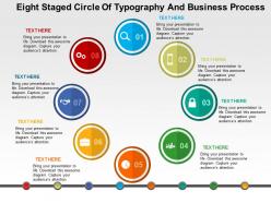 Eight staged circle of typography and business process flat powerpoint design