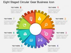 Eight staged circular gear business icon flat powerpoint design