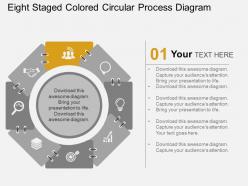 Eight staged colored circular process diagram flat powerpoint design