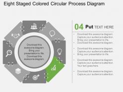 Eight staged colored circular process diagram flat powerpoint design