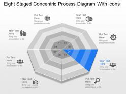 Eight staged concentric process diagram with icons powerpoint template slide
