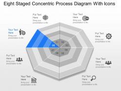 Eight staged concentric process diagram with icons powerpoint template slide
