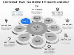 Eight staged flower petal diagram for business application powerpoint template slide