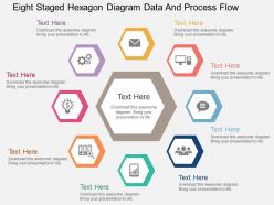 Eight staged hexagon diagram data and process flow flat powerpoint design