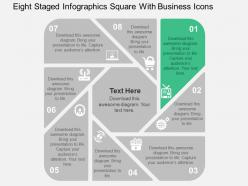 Eight staged infographics square with business icons flat powerpoint design