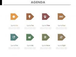 Eight staged linear chart for marketing agenda powerpoint slides