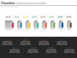 Eight staged linear timeline for business milestones powerpoint slides