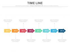 Eight staged linear timeline with years powerpoint slides