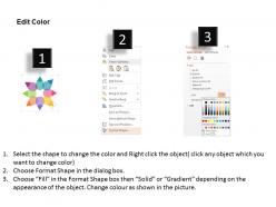 Eight staged petal diagram text representation flat powerpoint design