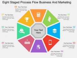 Eight staged process flow business and marketing flat powerpoint design