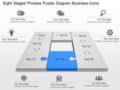 Eight staged process puzzle diagram business icons powerpoint template slide