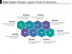 Eight stages hexagon jigsaw puzzle for business presentation