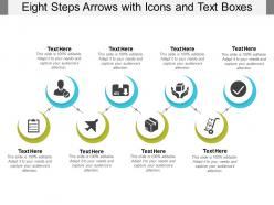 Eight steps arrows with icons and text boxes