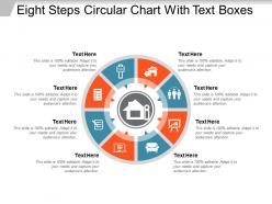 Eight steps circular chart with text boxes