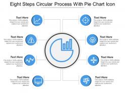 Eight steps circular process with pie chart icon