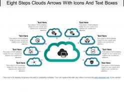 Eight steps clouds arrows with icons and text boxes