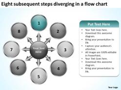 Eight subsequent steps diverging a flow chart cycle powerpoint templates