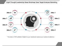 Eight thought leadership ideas mindmap gear target analysis marketing