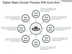 Eights steps circular process with icons and text holders