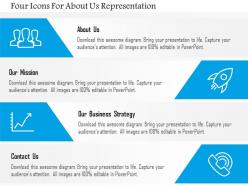 Ej four icons for about us representation powerpoint template