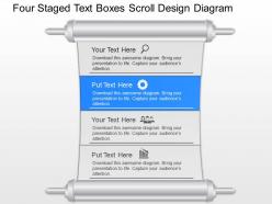 Ej four staged text boxes scroll design diagram powerpoint template