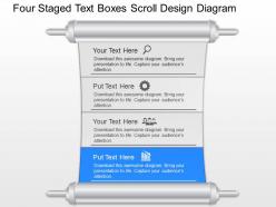 Ej four staged text boxes scroll design diagram powerpoint template