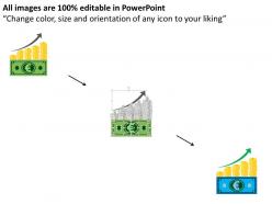 Ej money stack bar graph with arrow and euro flat powerpoint design