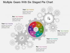 Ek multiple gears with six staged pie chart flat powerpoint design