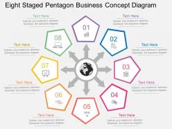 El eight staged pentagon business concept diagram flat powerpoint design