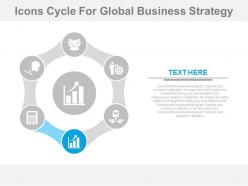 El six staged icons cycle for global business strategy flat powerpoint design