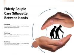 Elderly couple care silhouette between hands