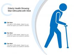 Elderly health showing man silhouette with stick