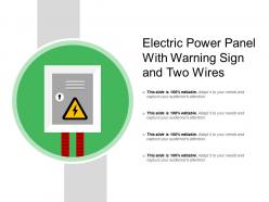 Electric power panel with warning sign and two wires