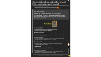 Electrical Fixture Services Agreement For Statement Of Work And Contract One Pager Sample Example Document